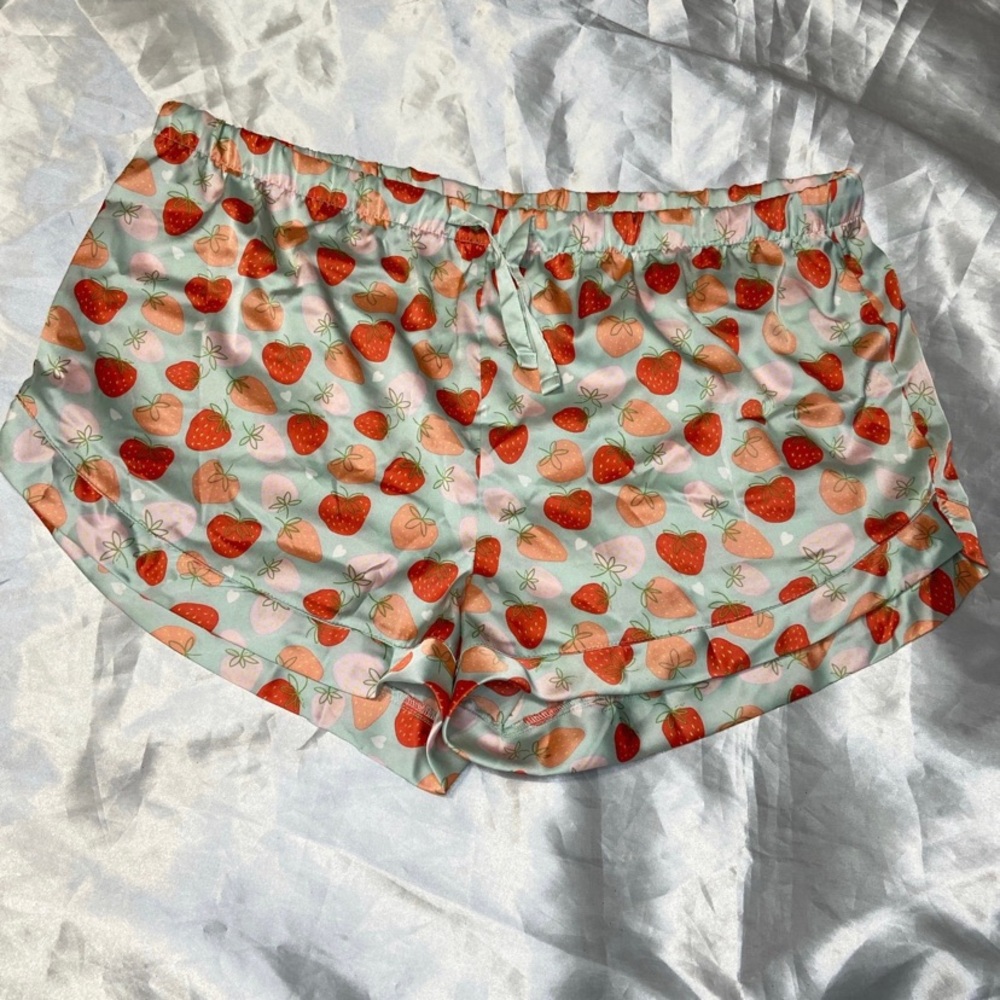 Serra Womens green strawberry soft sleep lounge wear shorts size XL